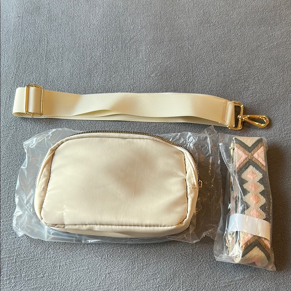 Cream Crossbody Bag with Adjustable Straps